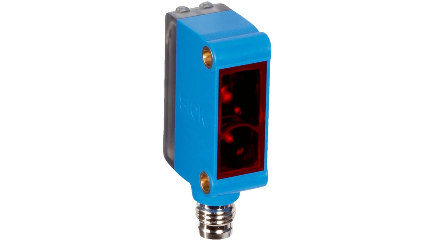 Sensore fotoelettrico rettangolare a retroriflessione Sick GL6-P4112, rilevamento fino a 6 m, IP67, connettore M8 a 4 pin.