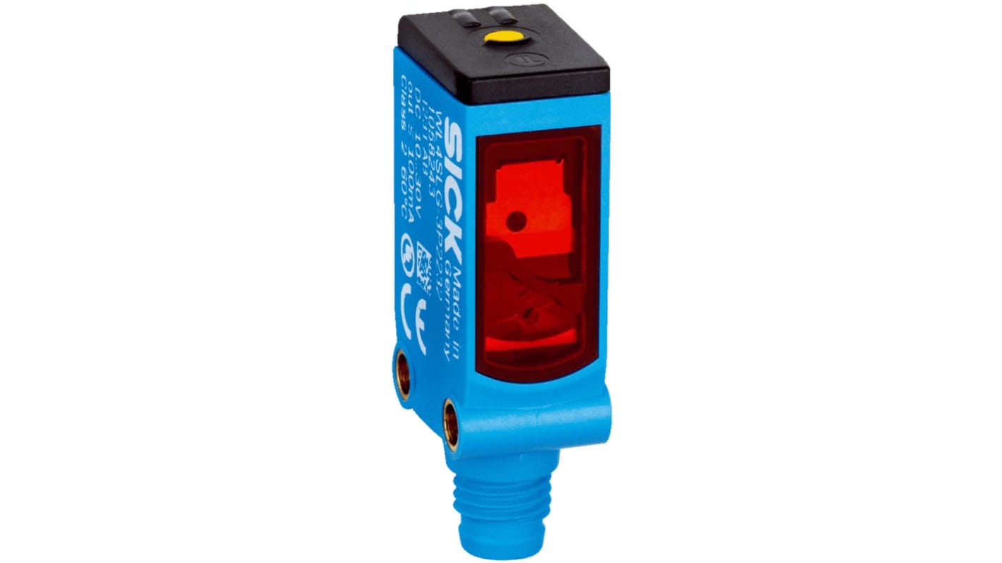 Sensore fotoelettrico rettangolare Sick WL4SL-3F3234, rilevamento fino a 12 m, uscita PNP, IP66/IP67, connettore a 4 pin.