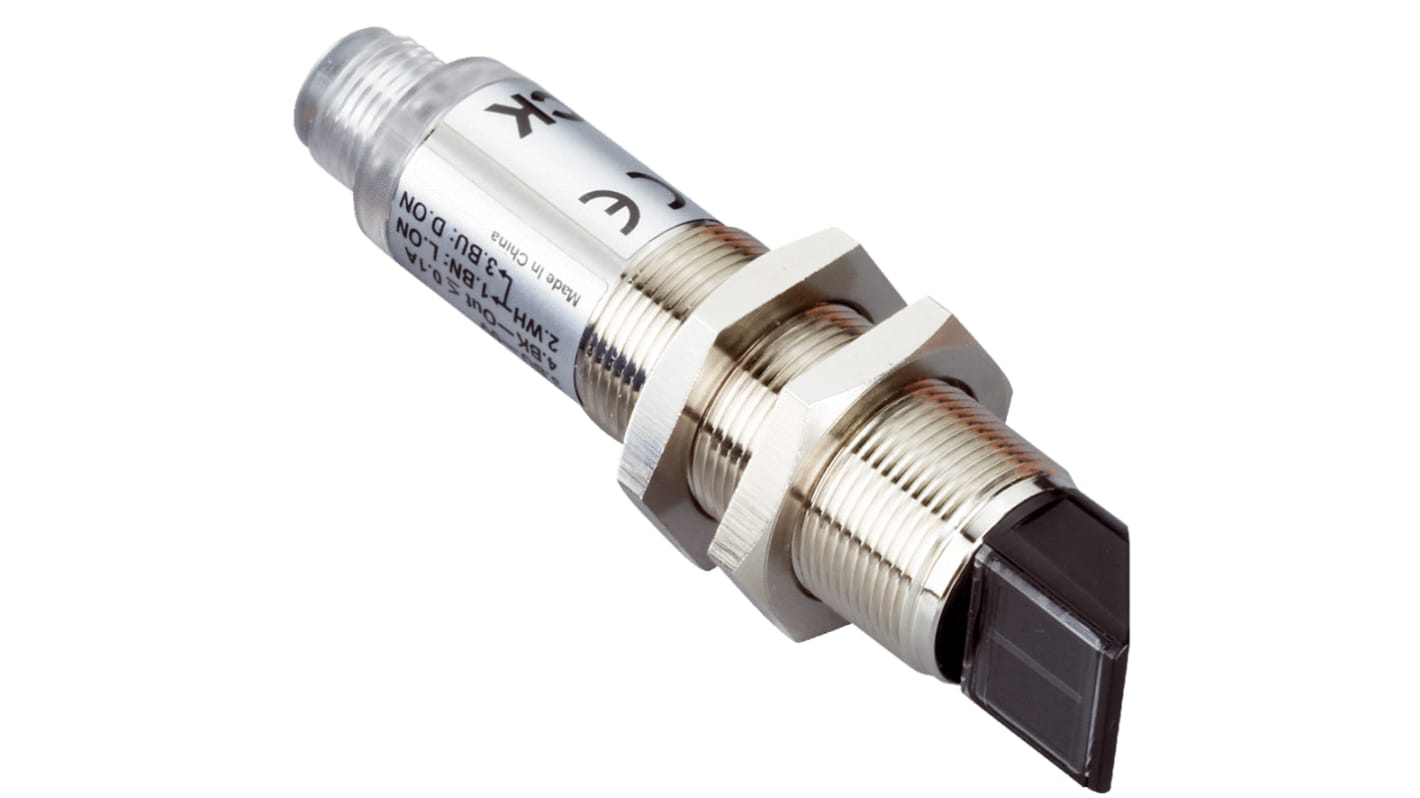 Sensore fotoelettrico cilindrico Sick VL180-2P41133 a retroriflessione, rilevamento fino a 5,5 m, uscita PNP, IP67.