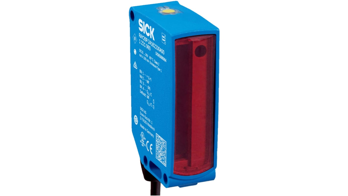 Sensore fotoelettrico rettangolare Sick RAY26P-34162530A00, riflessione, 3 m, uscita NPN/PNP, IP67, IO-Link.