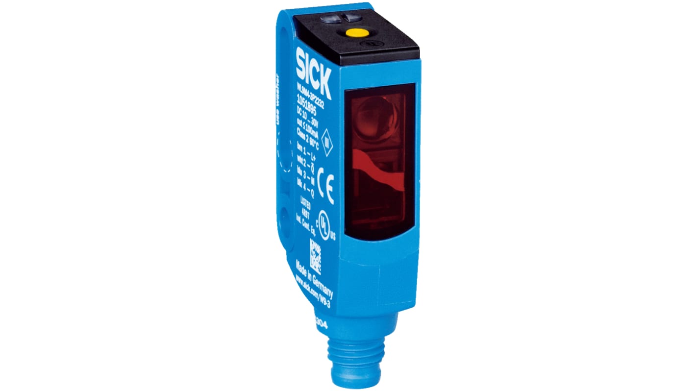 Sensore fotoelettrico rettangolare Sick WL9M4-3V2232, rilevamento fino a 5 m, uscita PNP, grado di protezione IP66/IP67/IP69K.