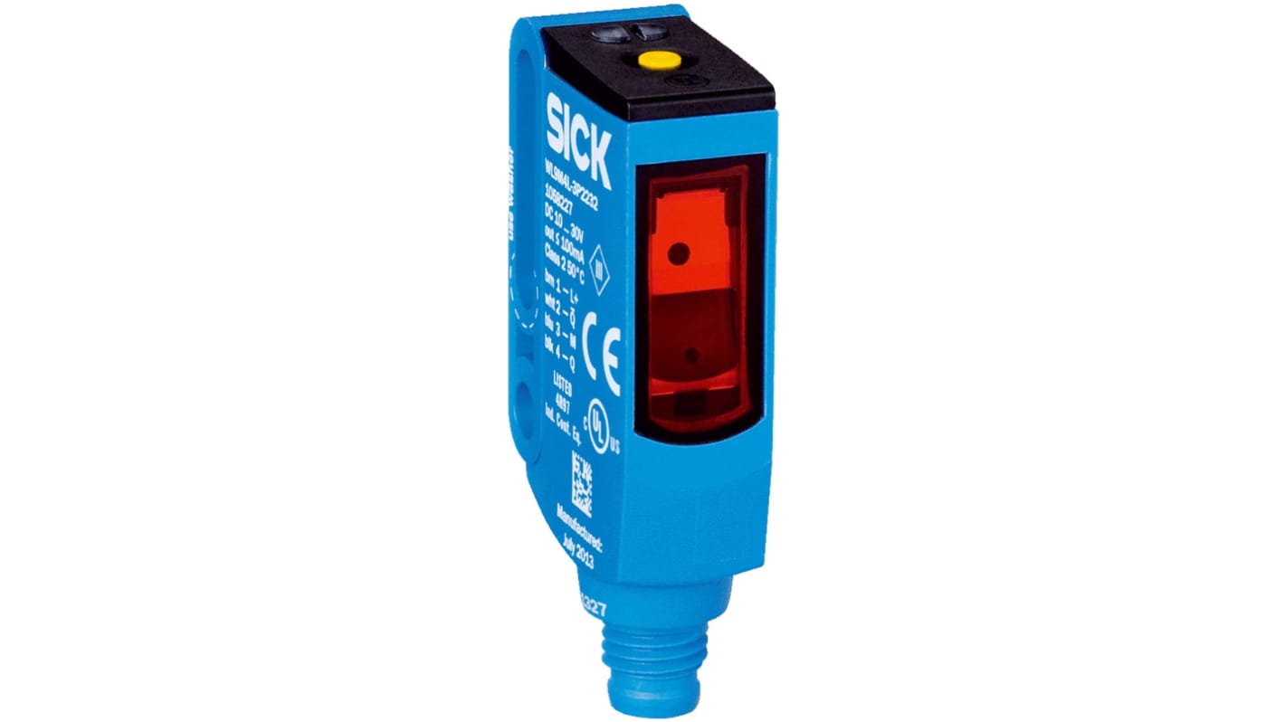 Sensore fotoelettrico rettangolare Sick WL9M4L-3P2232, rilevamento fino a 12 m, uscita PNP, grado di protezione IP66/IP67/IP69K.