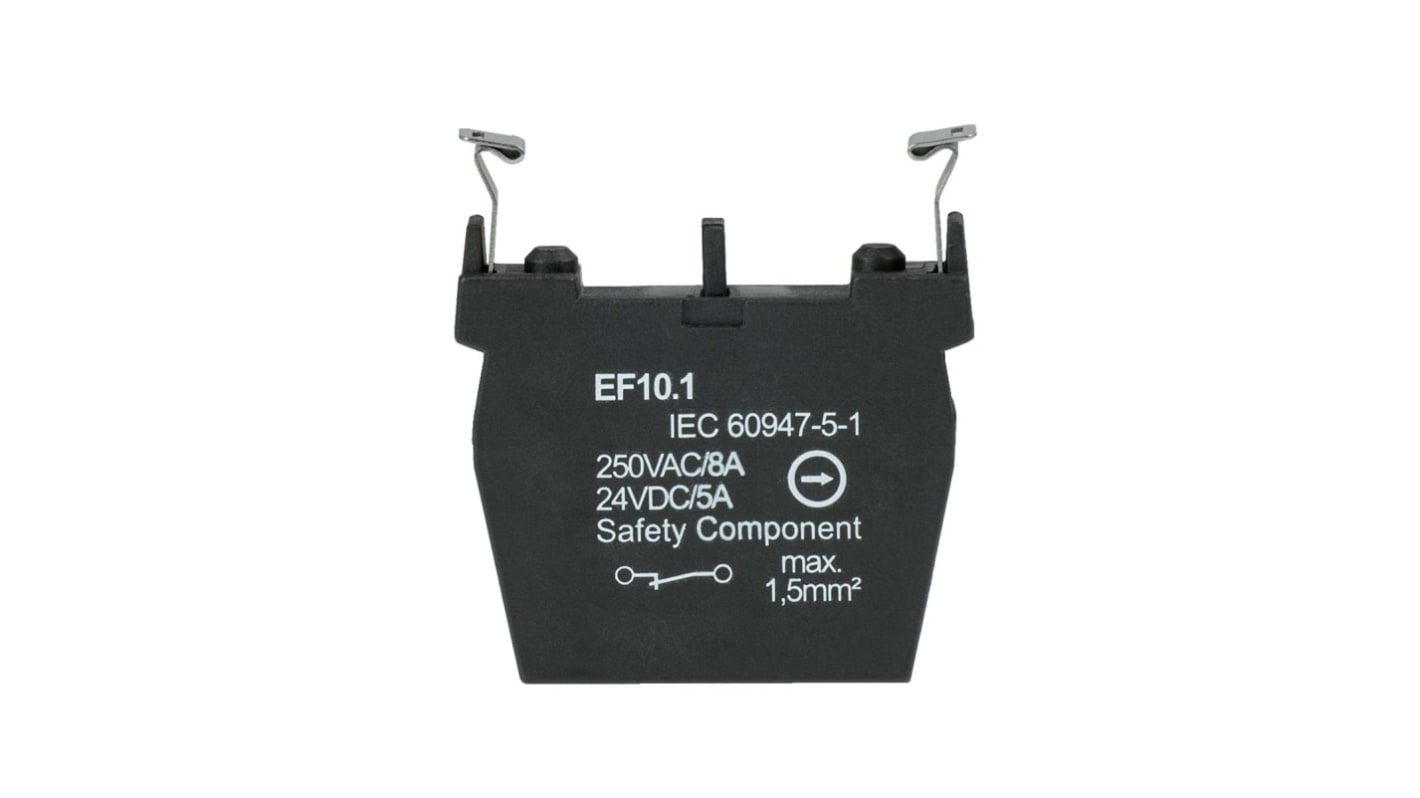 Blocco contatti Schmersal 101006535, interruttore a pulsante in plastica rinforzata, montaggio flangia posizione 1, 1NC, IP40.