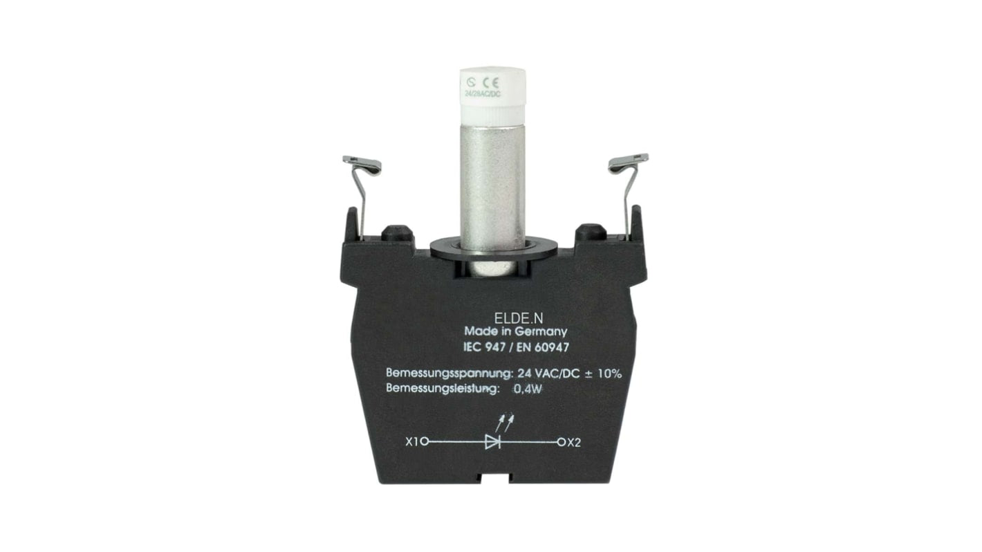 Schmersal Pushbutton Switch LED block, morsettiera luminosa ELD, contenitore termoplastico rinforzato, LED blu, 24V, grado di protezione IP20.