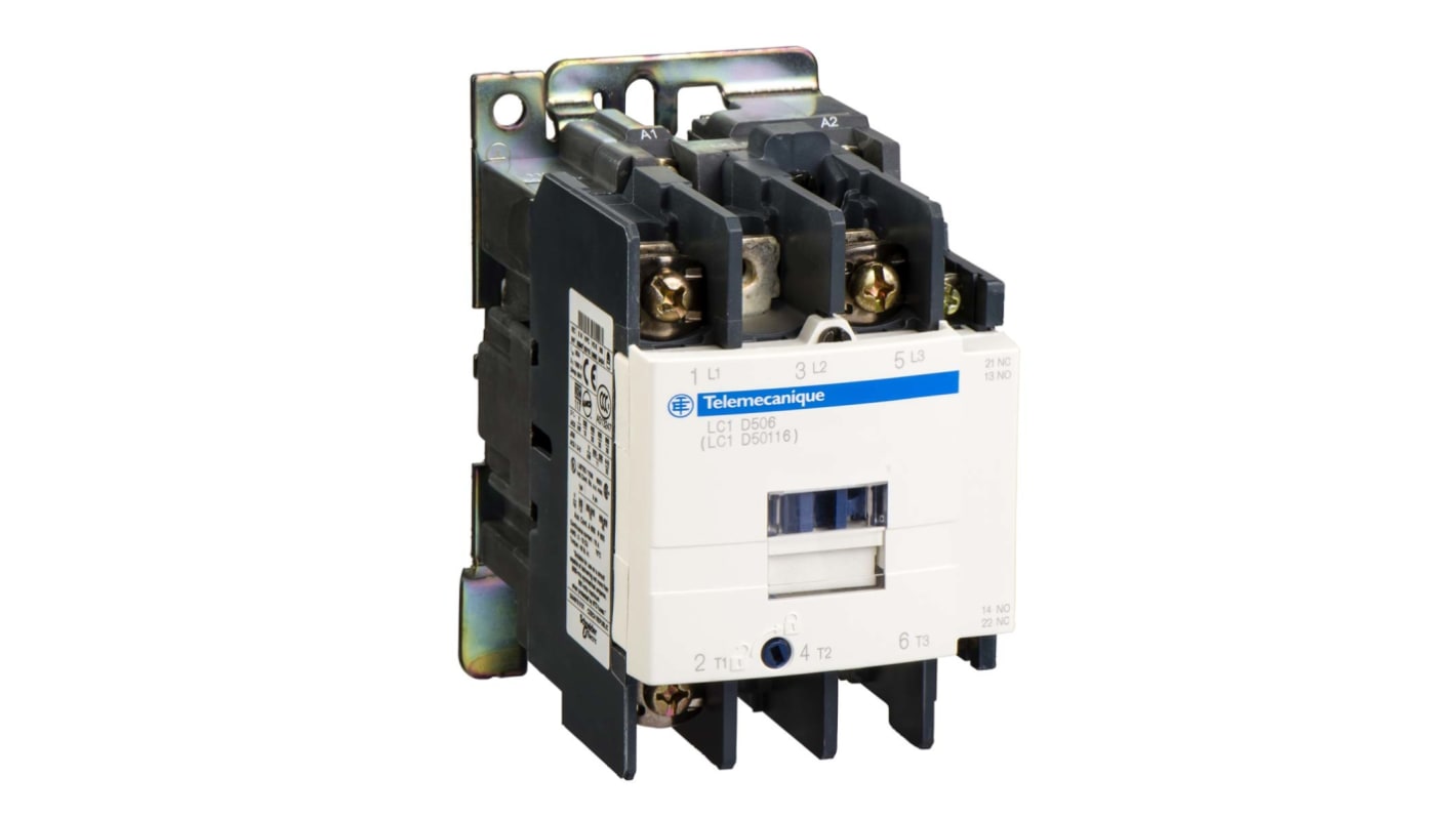 Contattore Schneider Electric LC1D506FWS207, 3 poli, 50 A, bobina 110 V c.c., classe di protezione IP20.