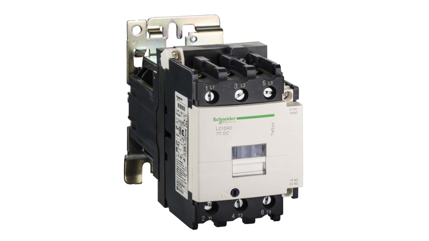 Contattore Schneider Electric LC1D656BWS207, 3 poli, 3 NA, 65 A, bobina 24 V c.c., classe di protezione IP20.