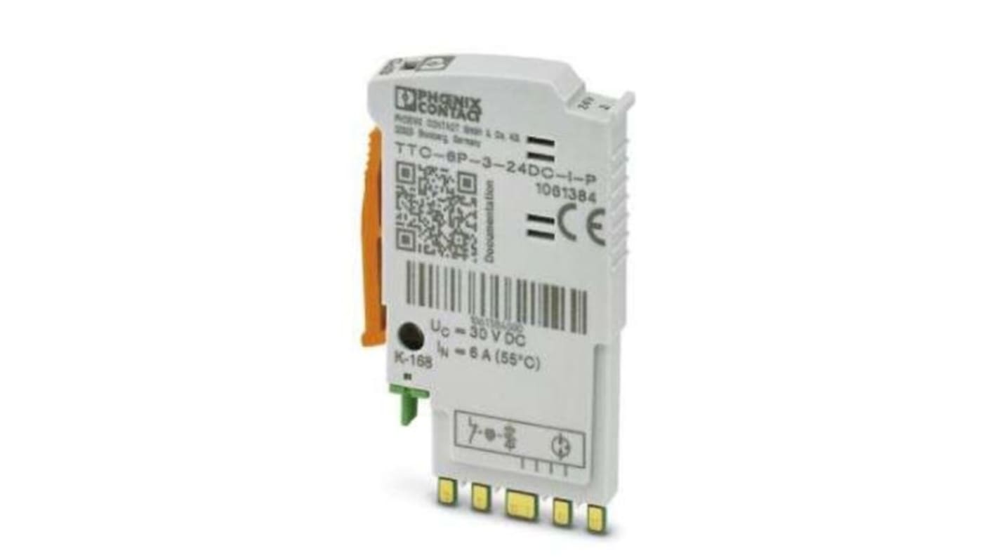 Connettore maschio di protezione contro le sovratensioni Phoenix Contact 1061384, per montaggio su guida DIN, dimensioni 39 x 6.2 x 60.3 mm, grado di protezione IP20.