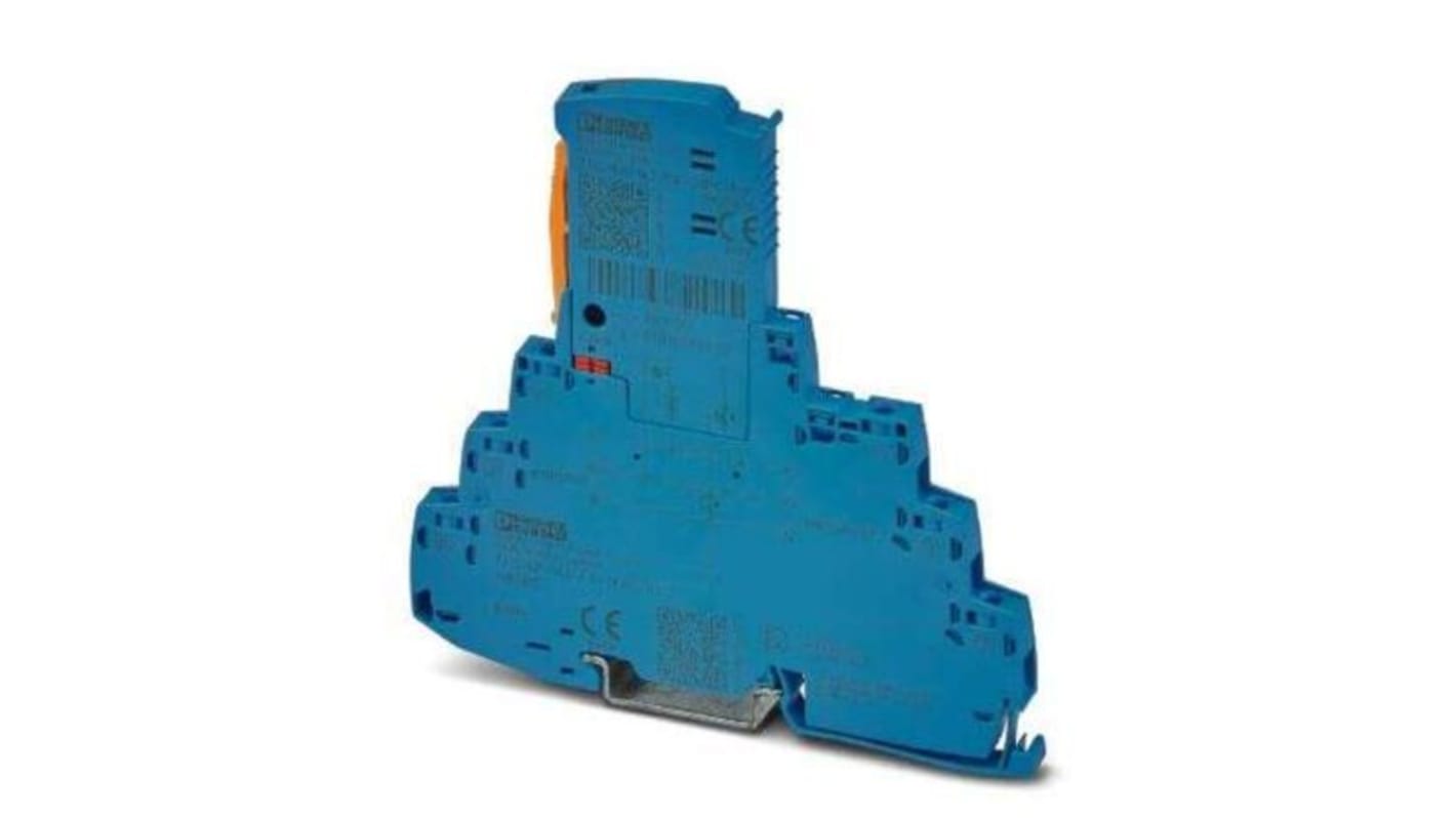 Interruttore elettronico di circuito Phoenix Contact 1065312, 6A, 24V, per montaggio su guida DIN, con indicatore di stato meccanico.