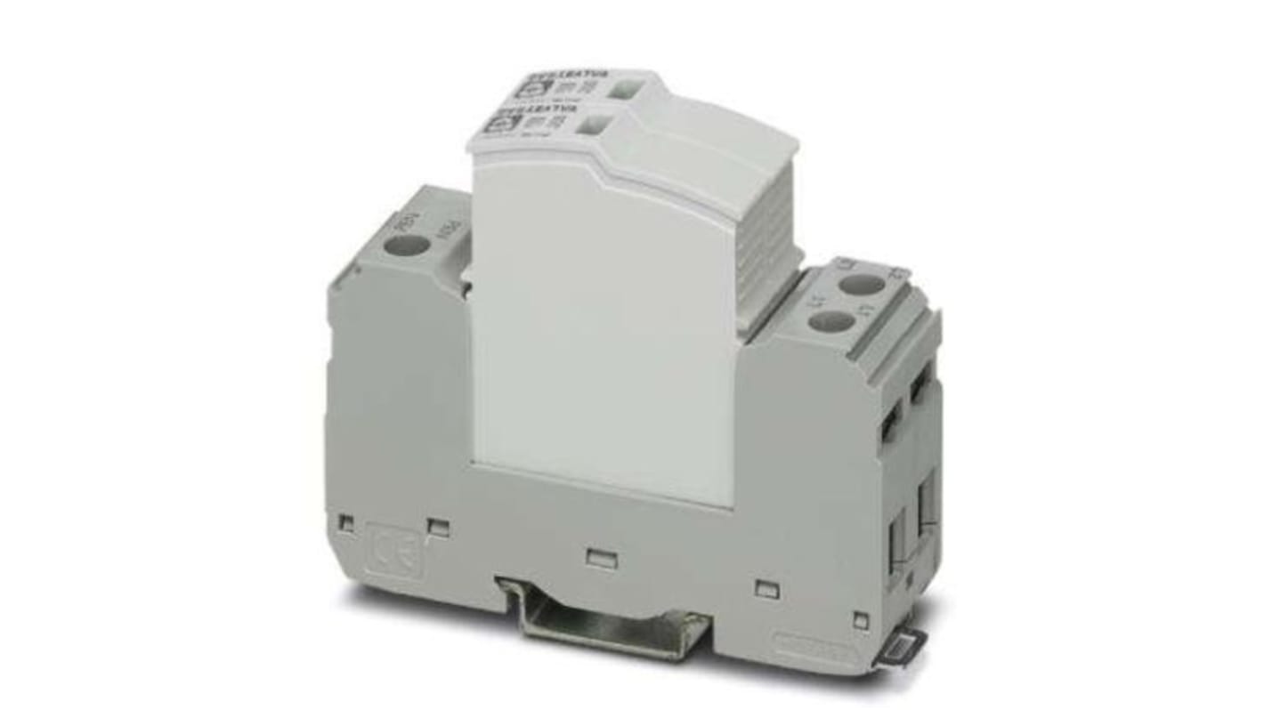 Limitatore di sovracorrente tipo 2 Phoenix Contact 2905342, per guida DIN, dimensioni 89.9 x 25.4 x 74.5 mm, corrente massima 50kA.