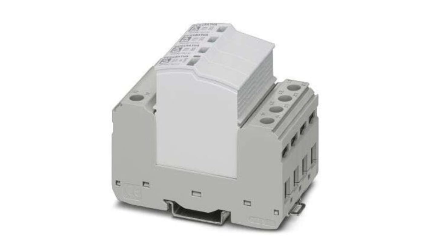 Limitatore di sovracorrente tipo 2 Phoenix Contact 2905345, 3 fasi, dimensioni 89.9 x 49.2 x 74.5 mm, installazione su guida DIN.
