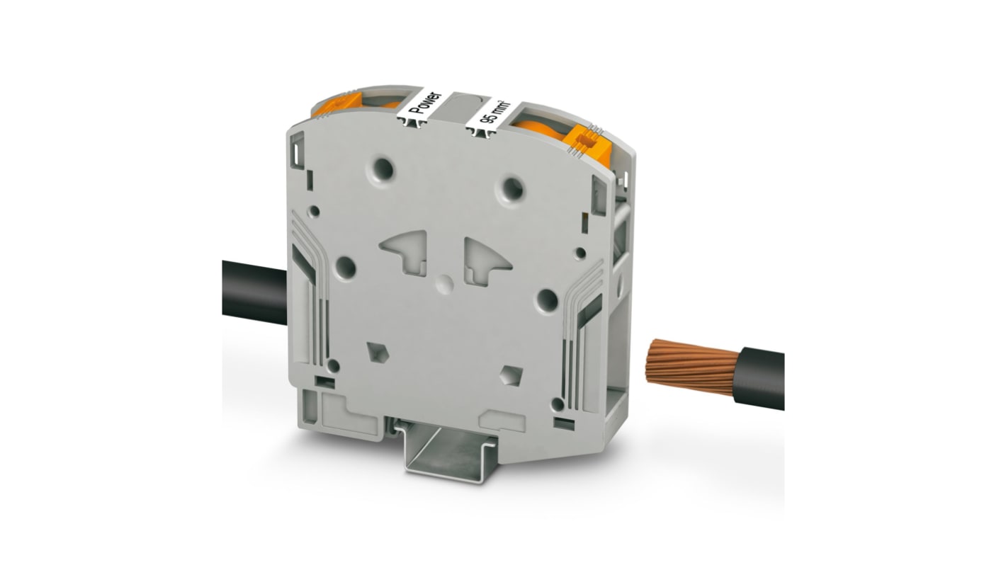 Morsettiera Phoenix Contact 3260050 per alte correnti, 150A, 1500V c.c., 1000V c.a. 10mm²-70mm², 8-2/0AWG, -60°C-85°C.