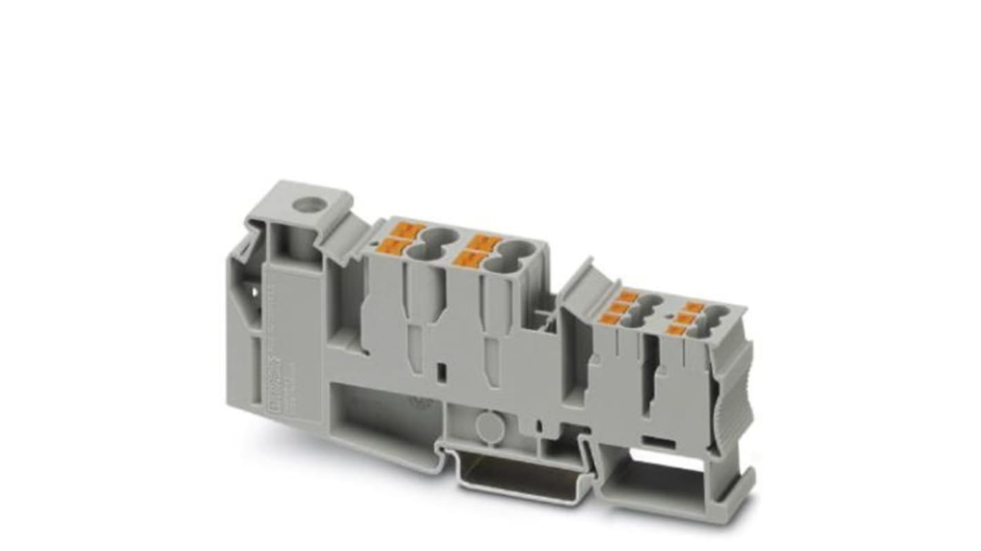 Morsettiera per guida DIN Phoenix Contact 3214080, grigia, 105A, 1000V, 1,5-50 mm². Collegamenti a vite e innesto, materiale PA, grado inquinamento 3.