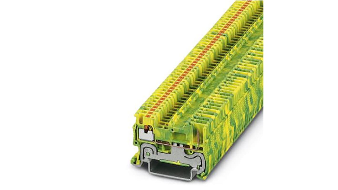 Morsettiera di terra Phoenix Contact 3212332 per sezioni da 0,14-1,5 mm², PA verde-giallo. Grado di inquinamento 3, categoria sovratensione III.