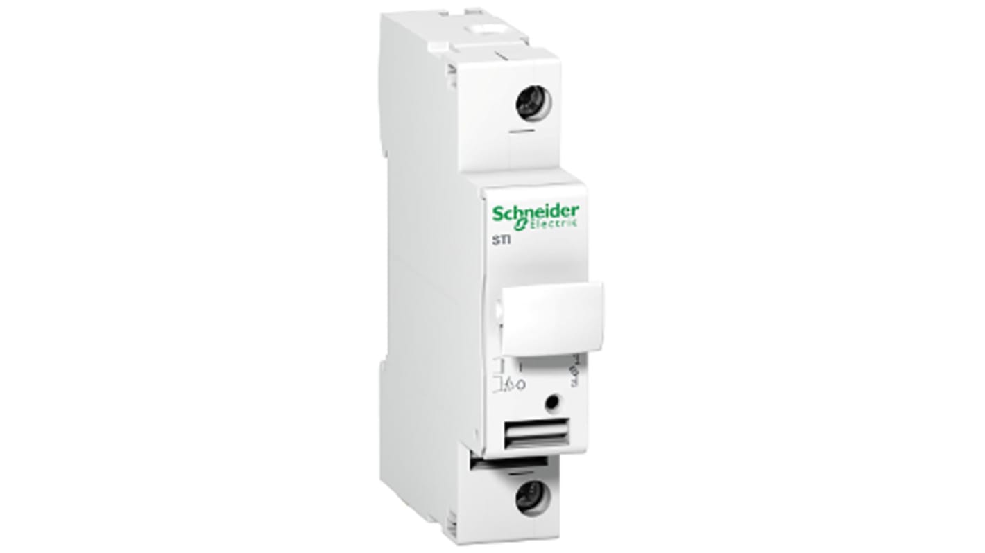 Schneider Electric A9N15636 Sezionatore con fusibile Acti 9, 25A, 1P, guida DIN, 10,3 x 38mm - Protezione IP20, -20 a +60 °C.