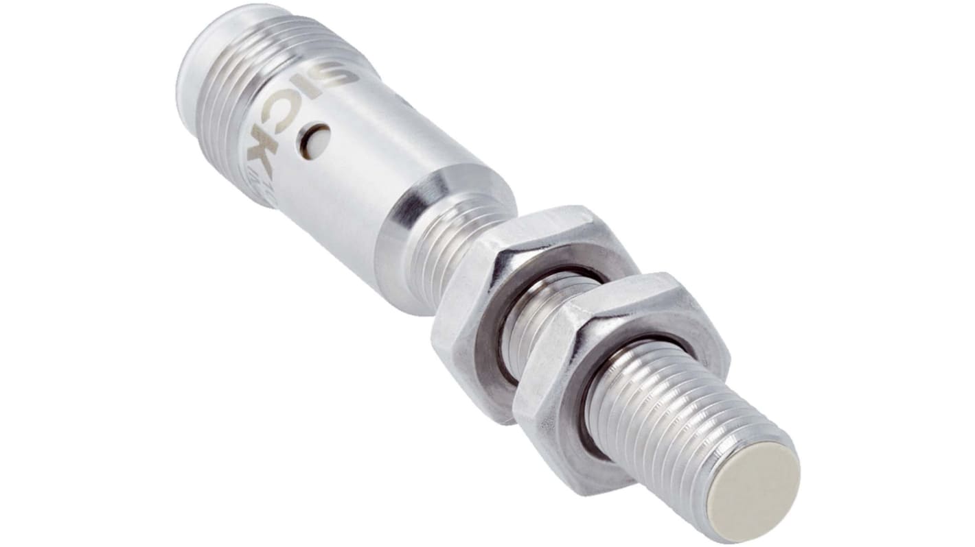 Sensore di prossimità cilindrico PNP Sick IMF08-02BPSNC0S, induttivo, M8, rilevamento 2 mm, IP 68/69K, acciaio inox.