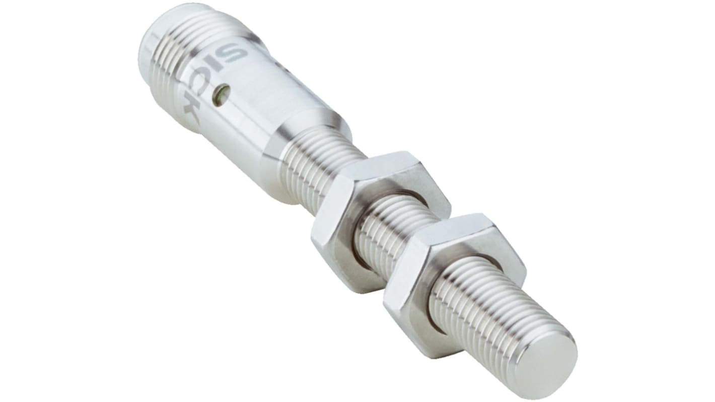 Sensore di prossimità cilindrico Sick IMI08-02BPSNC0S, PNP, M8, rilevamento 2 mm, IP68/IP69K, acciaio inox, 10-30 V.