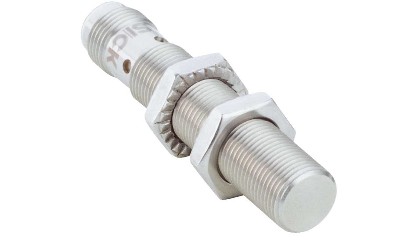 Sensore di prossimità cilindrico PNP Sick IMI12-04BPSVC0S, M12 x 1, rilevamento 4 mm, IP68/IP69K, montaggio a filo.