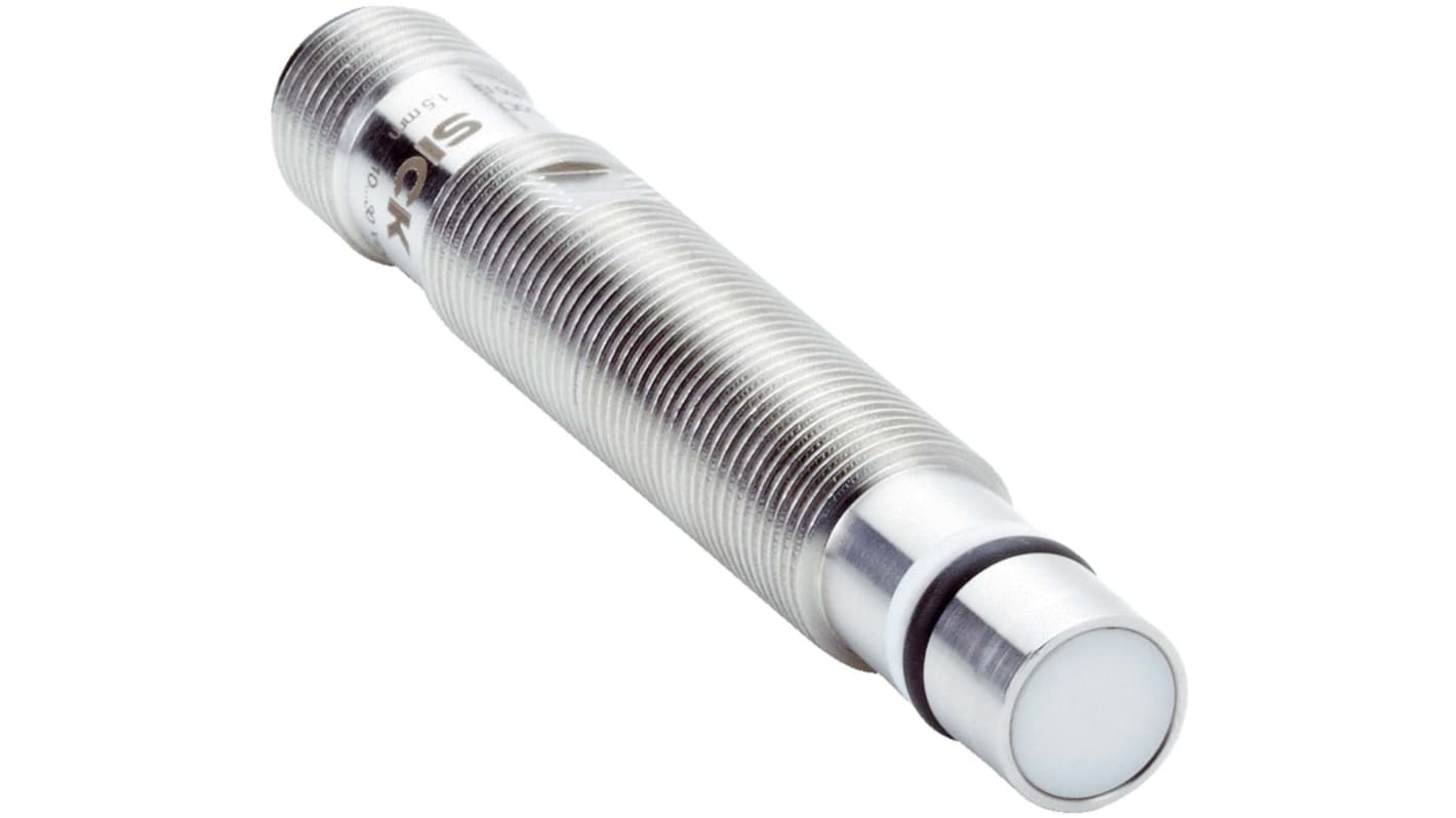 Sensore di prossimità cilindrico Sick IMP12-1B5PSVC0D, PNP, M12, IP68, rilevamento 1,5 mm, montaggio a filo, acciaio inox.