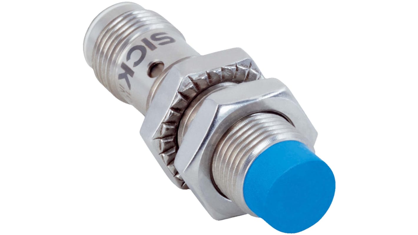 Sensore di prossimità cilindrico NPN Sick IMB12-08NNSVC0K, M12, 8 mm, IP68/IP69K, acciaio inox, 10-30 V, -40/+100 °C.