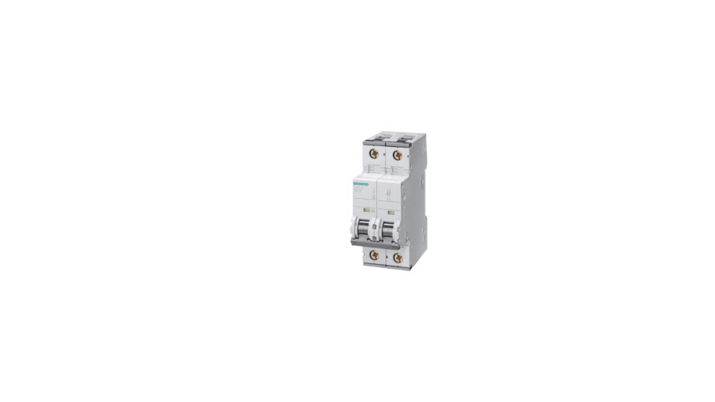 Interruttore magnetotermico Siemens 5SY4215-7, 2P 1.6A 10 kA, Tipo C per grandi edifici industriali. Conforme a EN 60898 e EN 60204-1.