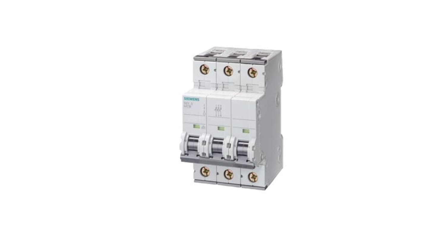 Interruttore magnetotermico Siemens 5SY6340-7, 3P 40A 6 kA, Tipo C per grandi edifici e settori industriali. Conforme a EN 60898 e EN 60204-1.