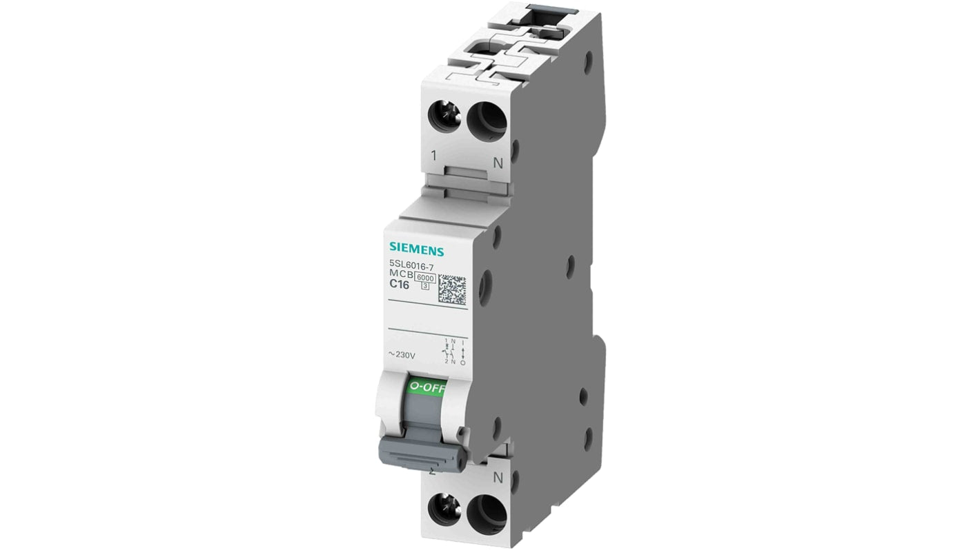 Interruttore magnetotermico Siemens 1P+N 4A 6 kA, Tipo C - Protezione affidabile a 230V per sovraccarichi e cortocircuiti. Ideale per edifici e industria.