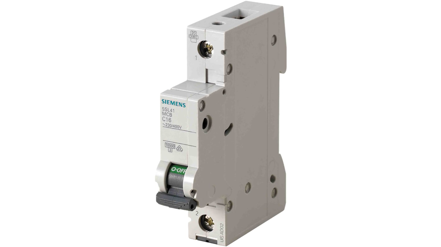 Interruttore magnetotermico Siemens 1P 6A 10 kA, Tipo C (cod. 5SL4106-7) per protezione da sovraccarichi e cortocircuiti. Facile da installare e affidabile.