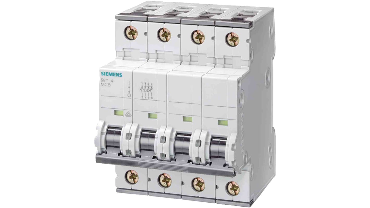 Interruttore magnetotermico Siemens 4P 6A 5 kA, Tipo C - Protezione affidabile per installazioni elettriche. Facile installazione. (Cod. 5SY6406-7)