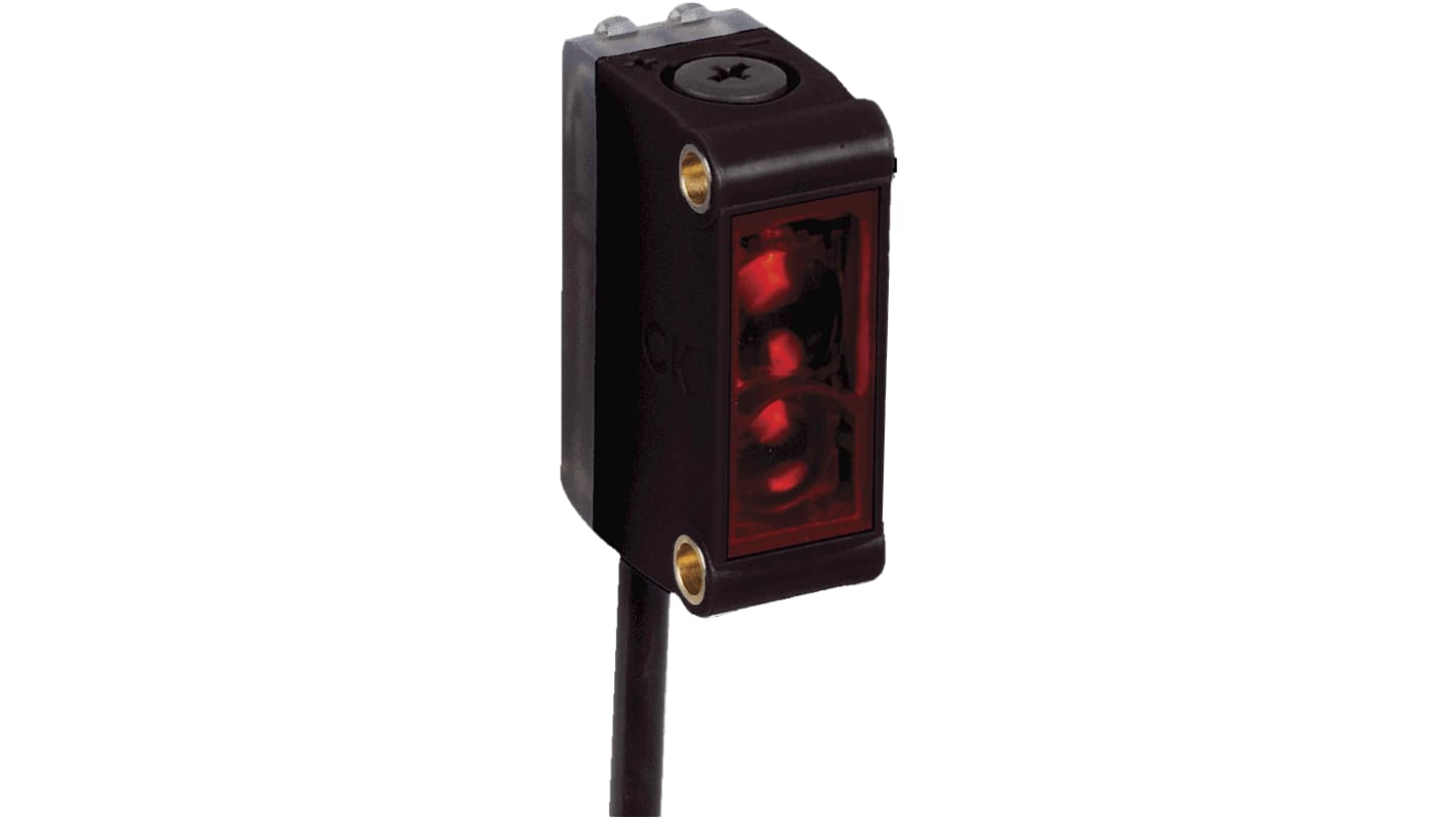 Sensore fotoelettrico rettangolare Sick GTB6-N1241, rilevamento 5-450 mm, IP67, uscita NPN, montaggio con inserti filettati.