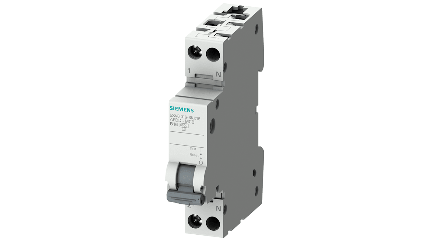 Interruttore magnetotermico Siemens 5SV6016-6GV13, 2 poli, 13 A, montaggio su guida DIN, dimensioni 90x18x68.5 mm, IP20.