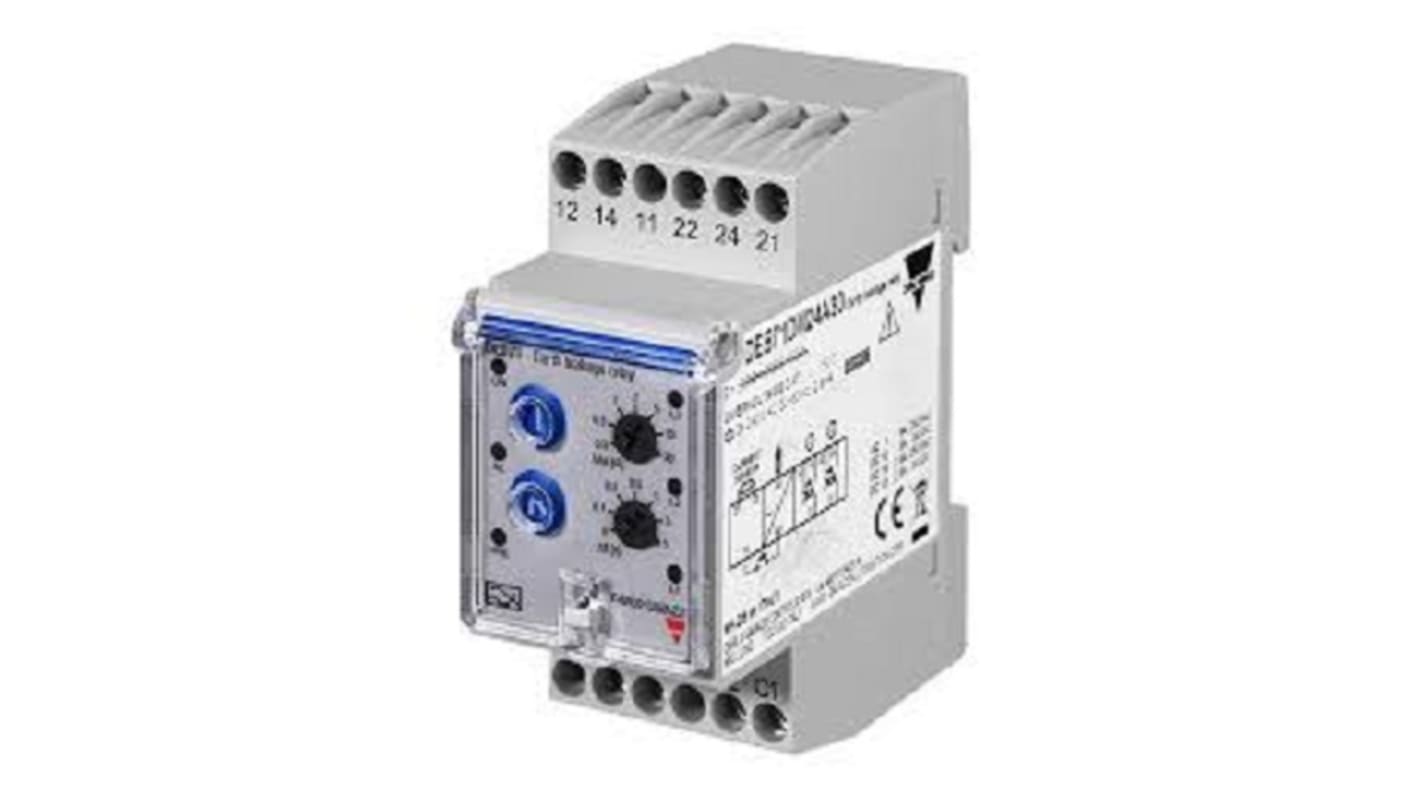 Relè di dispersione Carlo Gavazzi DEB71DM24A5, 30mA, montaggio su guida DIN, dimensioni 70.4 x 35.5 x 81mm.