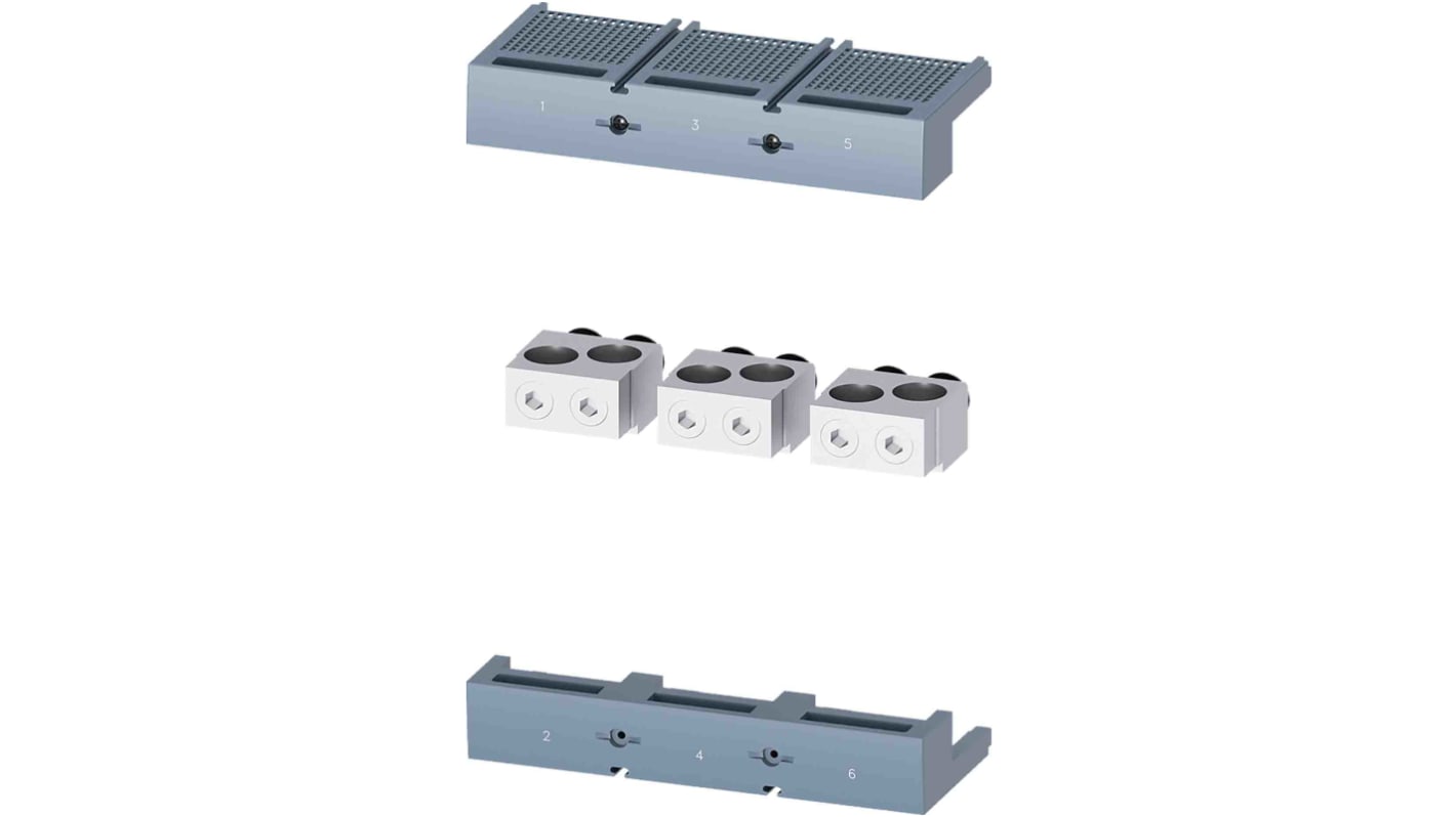 Connettore filo Siemens 3VA9503-0JB23 per interruttori 3VA15/25, a 2 cavi, sezione max 300 mm², per messa in funzione semplice.