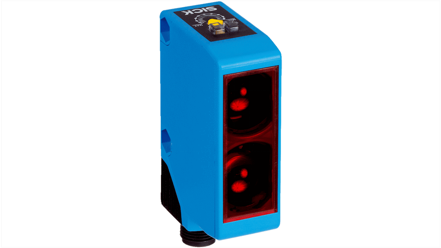 Sensore fotoelettrico Sick WTB250-2P2451, rettangolare, rilevamento 200 mm a 1 m, uscita PNP, IP67, montaggio in acciaio inox.