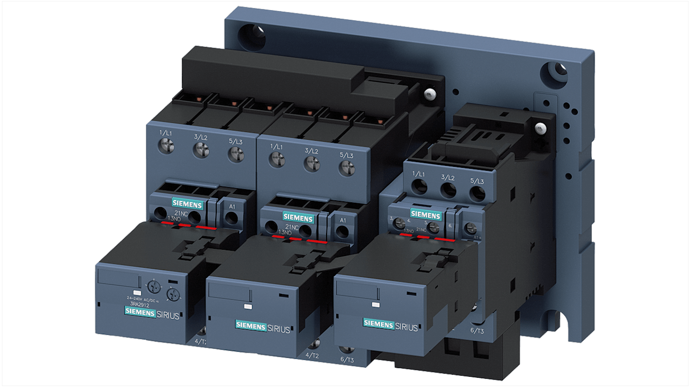 Siemens 3RA2434-8XF32-1AC2, kit contattori 3RT2 per avviamento stella-triangolo, montaggio a vite, classe di protezione IP20.