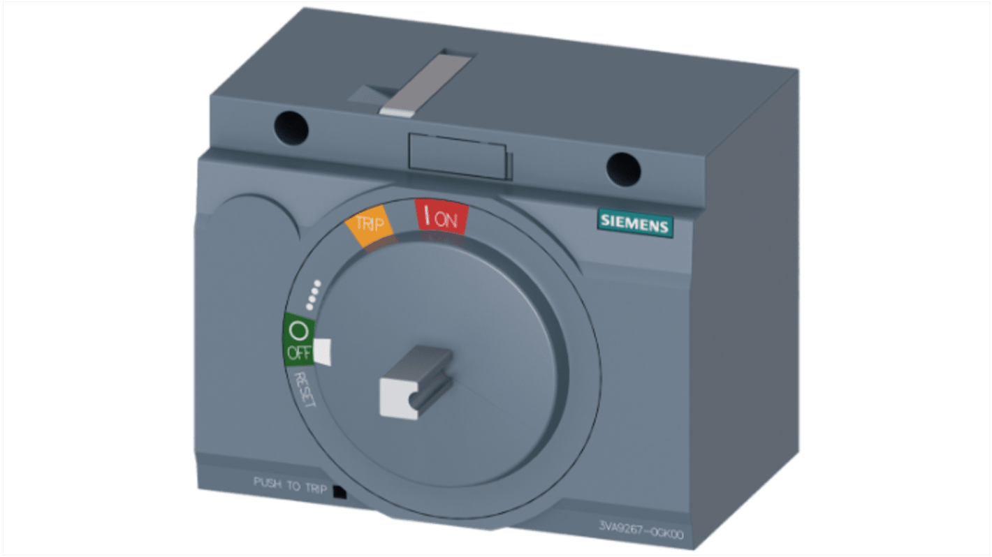 Operatore rotante Siemens 3VA9267-0GK00 per accessorio retrofit 8UC, compatibile con la serie 3VA2, colore grigio.