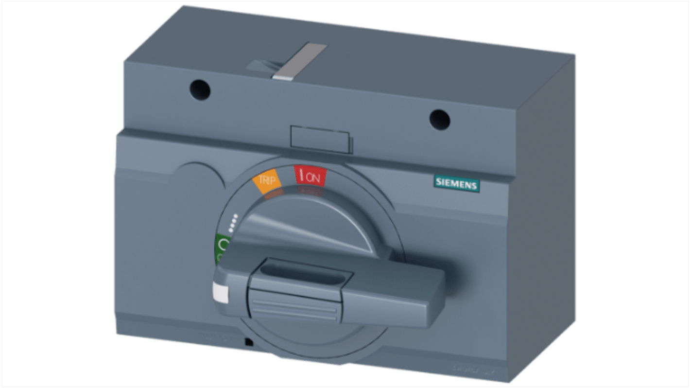 Operatore rotante Siemens 3VA9467-0EK11 per interruttori 3VA1 e 3VA2, colore grigio, lunghezza 94mm, protezione IP30.