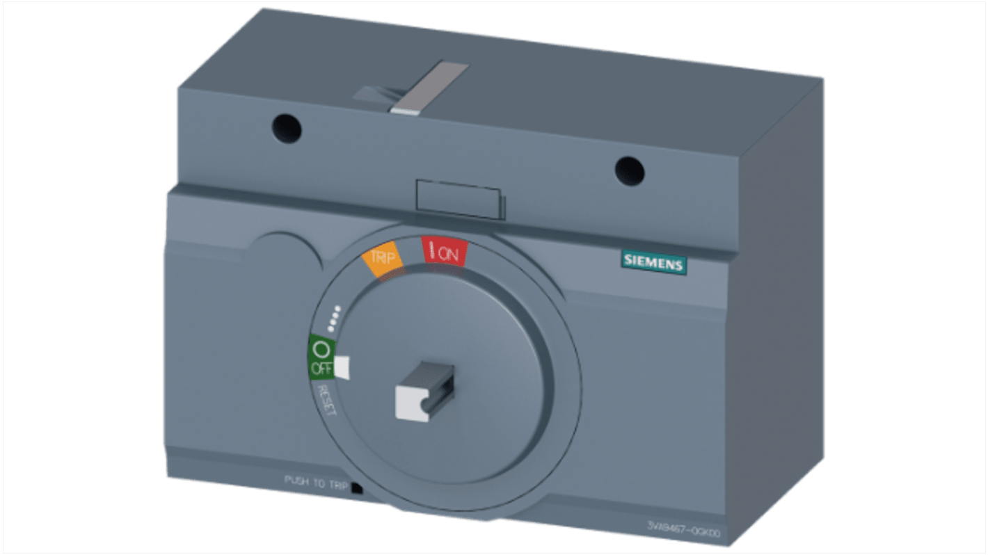 Operatore motore Siemens 3VA9467-0GK00, compatibile con 3VA1 e 3VA2, lunghezza 94 mm, peso 321 g, per applicazioni industriali.