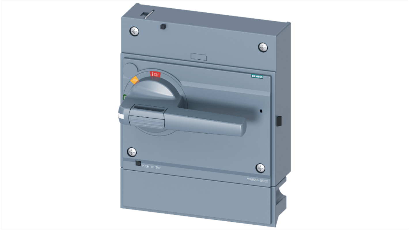 Operatore rotante Siemens 3VA9687-0EK21 per interruttori 3VA15/25, colore grigio, lunghezza 203.2 mm, protezione IP30.
