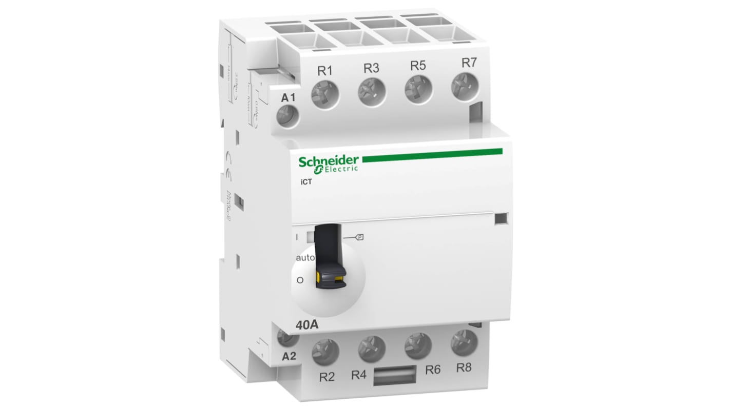 Contattore reversibile Schneider Electric A9C21164, 4 poli, 63 A, tensione bobina 24 V c.a., altezza 85 mm, serie Acti9.