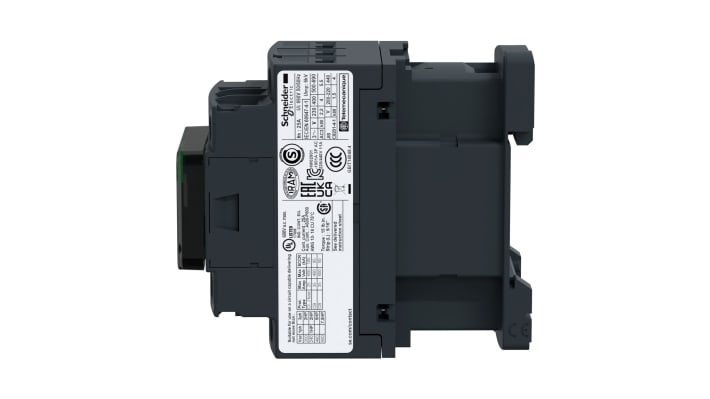 Contattore reversibile Schneider Electric LC1D09K7, 3 poli, 9 A, montaggio su guida DIN, dimensioni 77x45x86 mm.