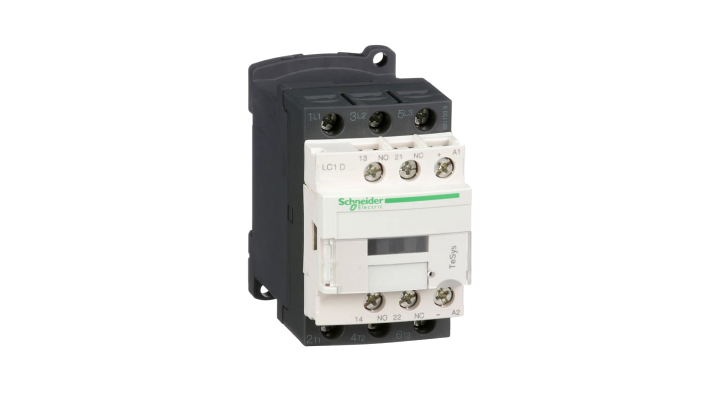 Contattore reversibile Schneider Electric LC1D126FD, 3 poli, 12 A, bobina 110 V c.c., grado di protezione IP20.