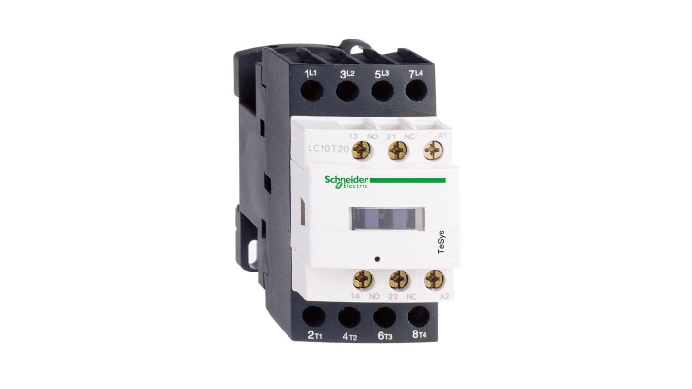 Contattore reversibile Schneider Electric LC1D128V7, 4 poli, 25 A, 400 V c.a., grado di protezione IP20, montaggio a morsetto.