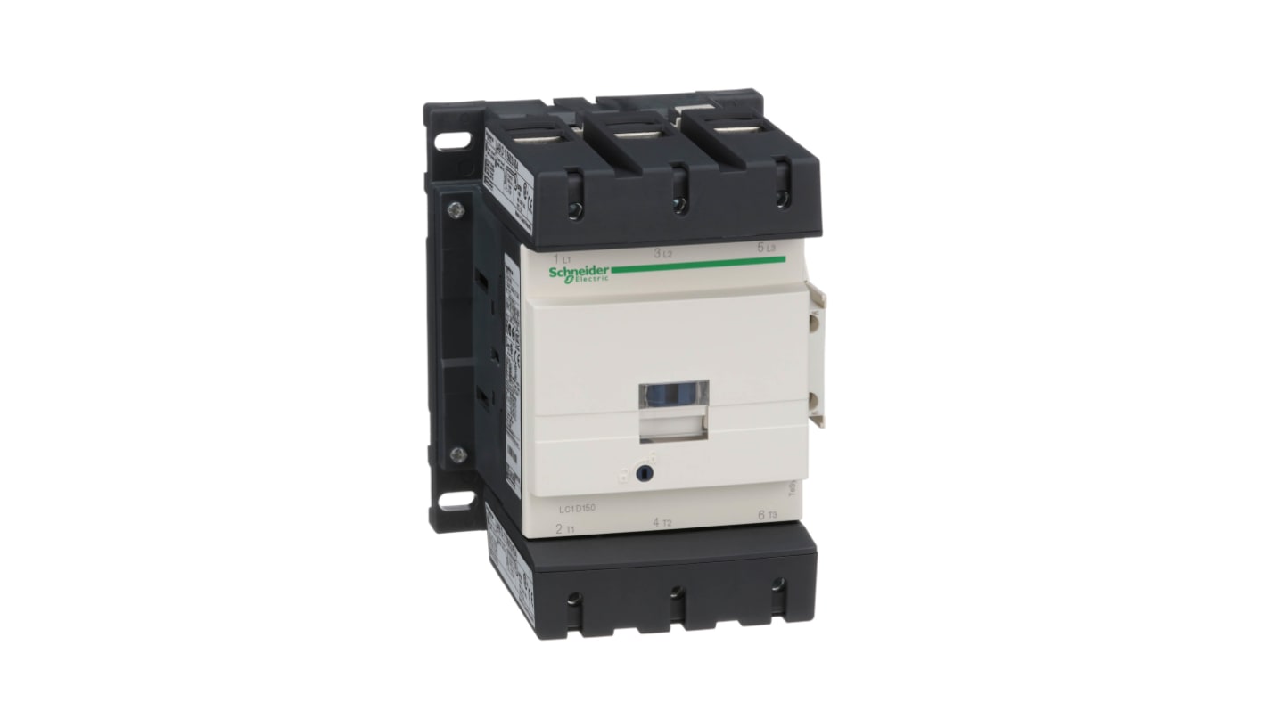 Contattore reversibile Schneider Electric LC1D150Q7, 3 poli, corrente 150 A, tensione bobina 380 V, grado di protezione IP20.