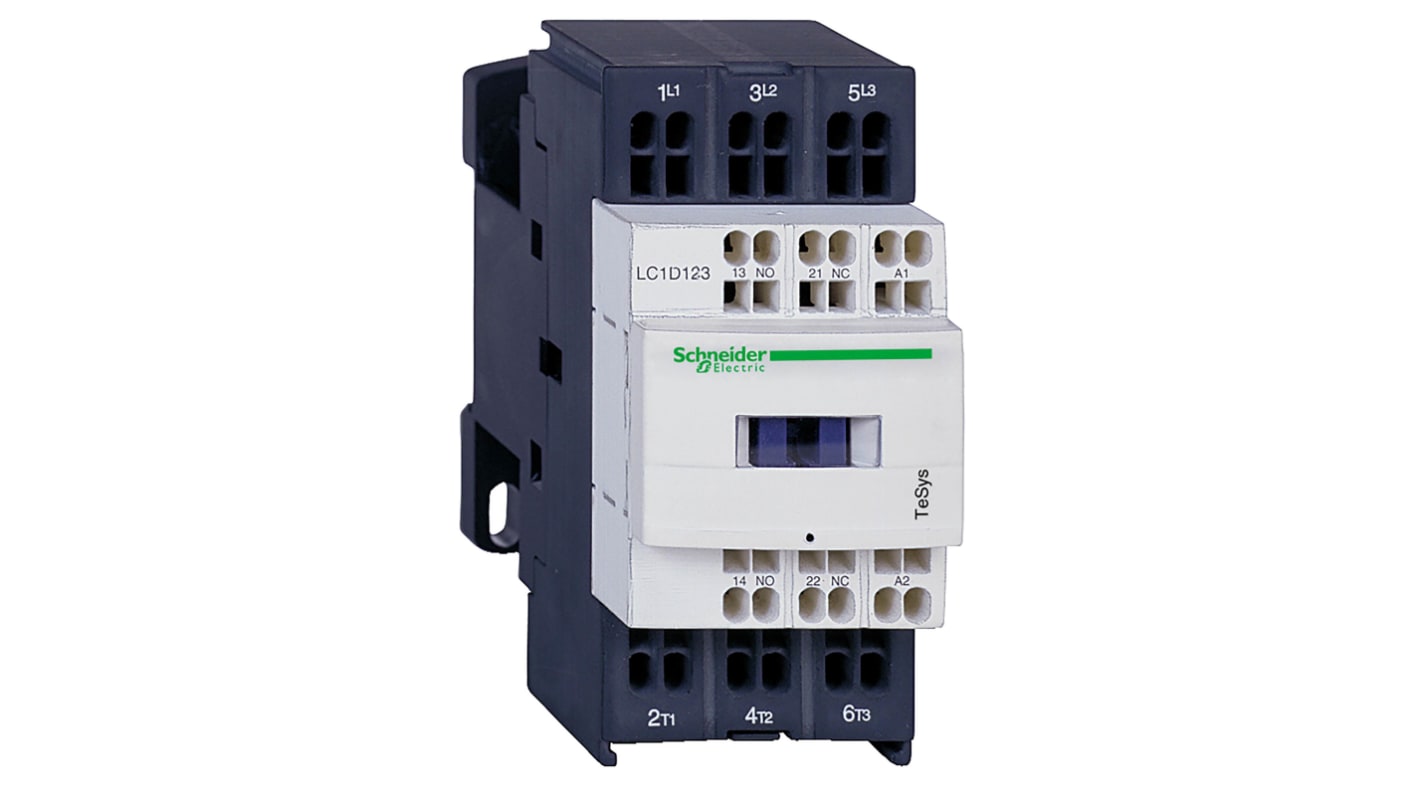 Contattore reversibile Schneider Electric LC1D253MD, 3 poli, 25 A, bobina 220 V c.a., grado di protezione IP20.