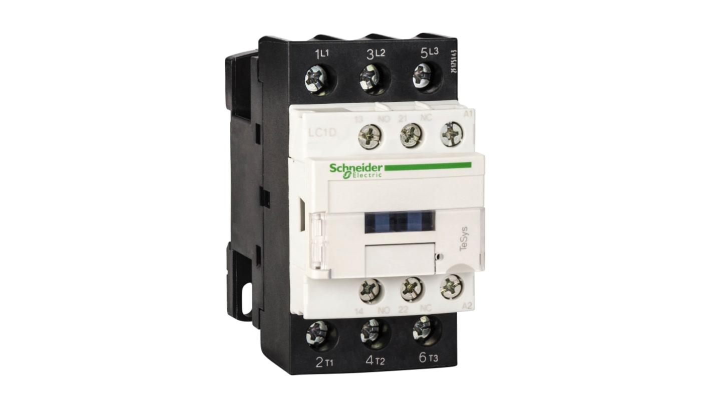 Contattore Reversibile Schneider Electric LC1D32Q7, 3P 32A 18,5 kW 380V c.a. IP20 per carichi resistivi e controllo motori.