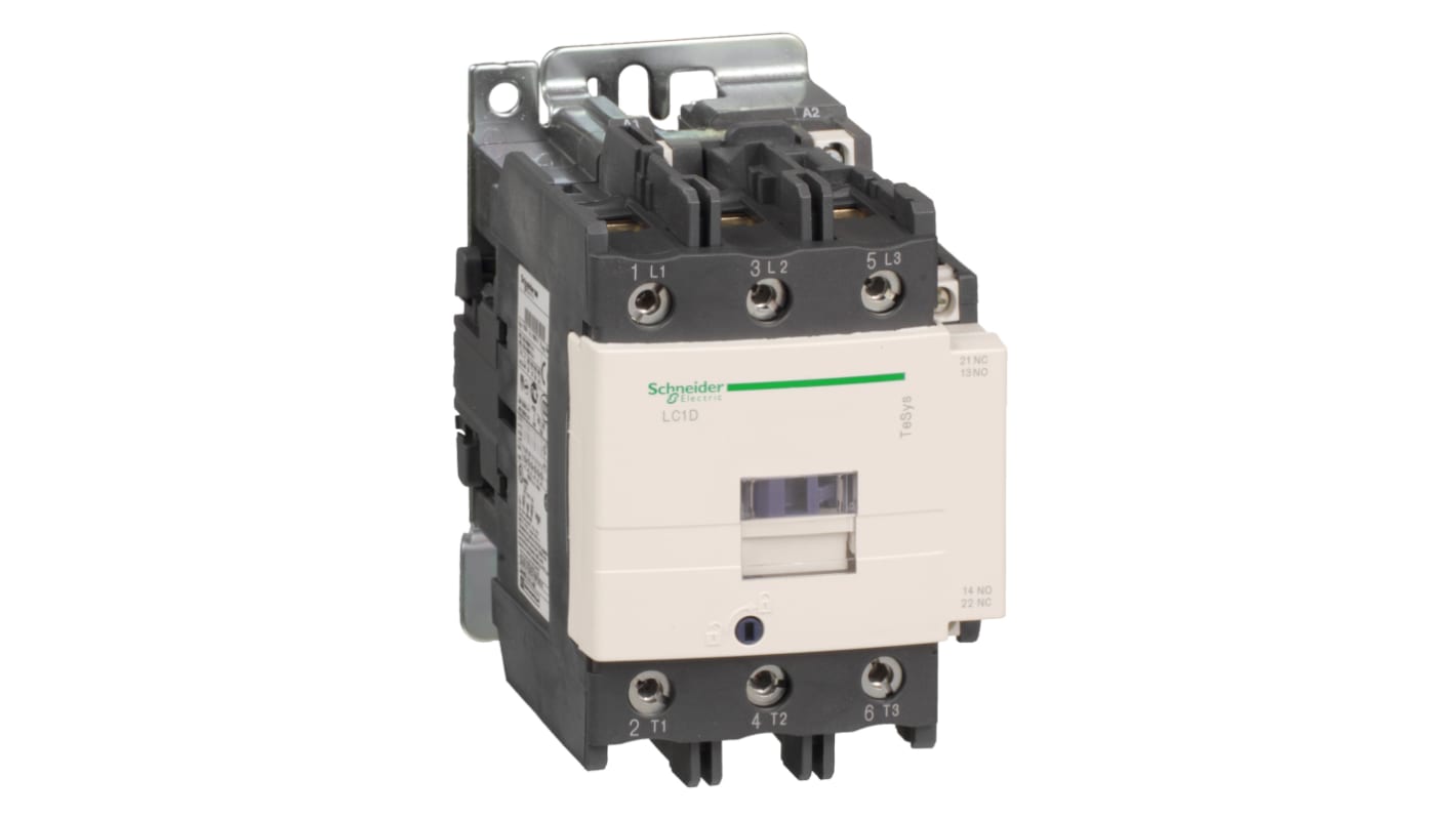 Contattore reversibile Schneider Electric LC1D80K7, 3 poli, 80 A, bobina 100 V c.a., grado di protezione IP20.