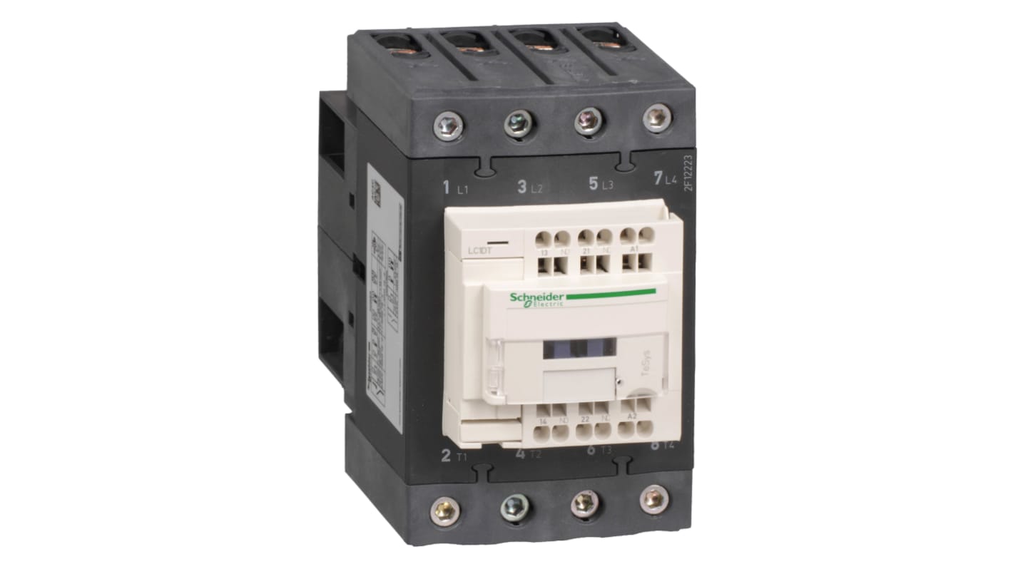 Contattore reversibile Schneider Electric LC1DT60A3P7, 4 poli, 60 A, bobina 230 V c.a., grado di protezione IP20.