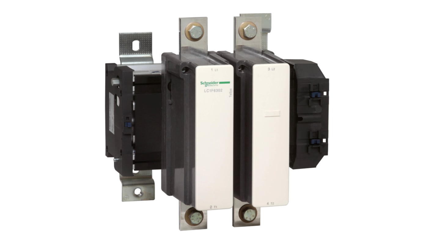 Contattore reversibile Schneider Electric LC1F6302, 2 poli, 1000 A, tensione bobina 440 V cc, grado di protezione IP2x.