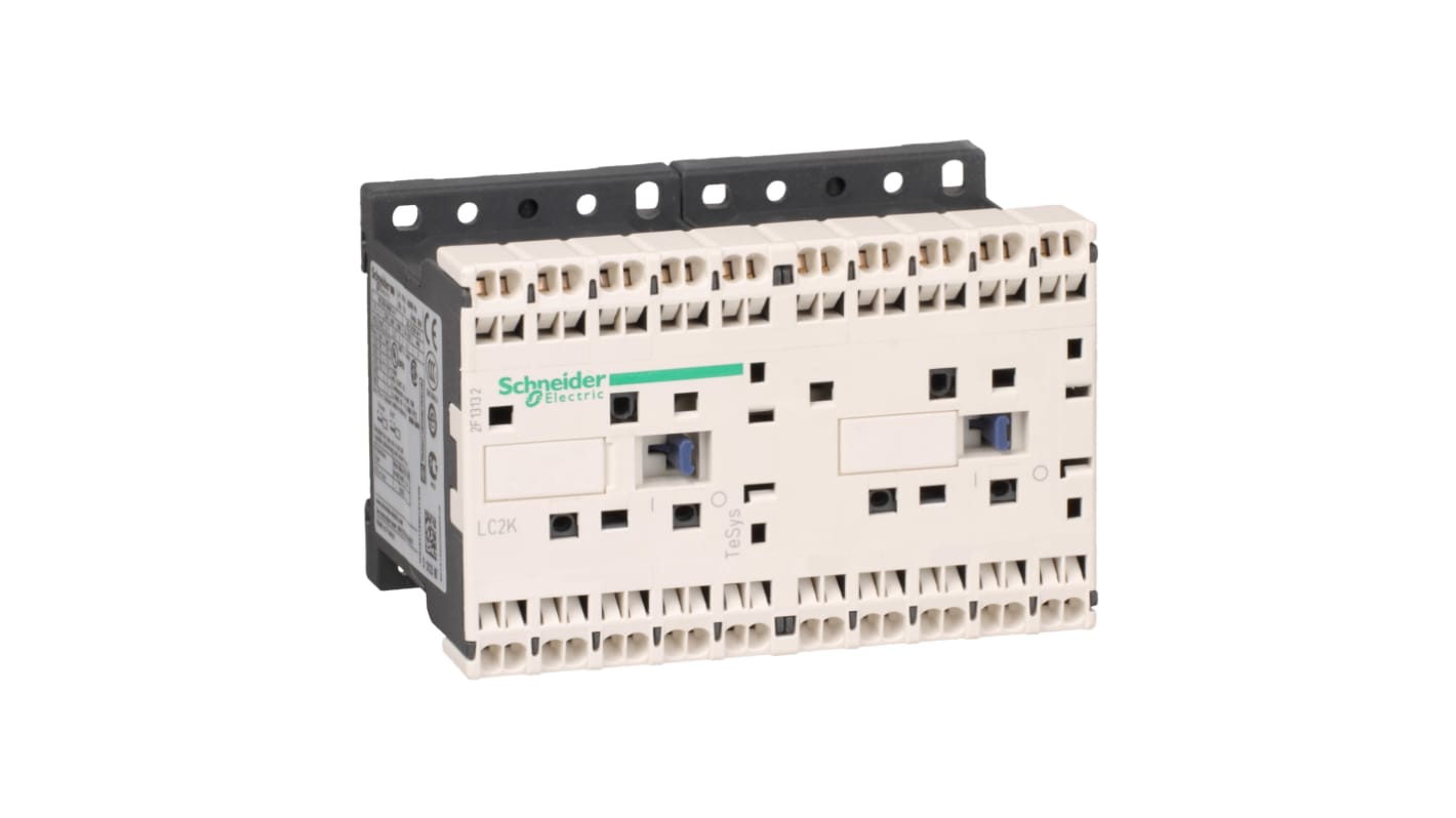 Contattore reversibile Schneider Electric LC2K09103E7, 3 poli, 9 A, bobina 48 V c.a., grado di protezione IP20.