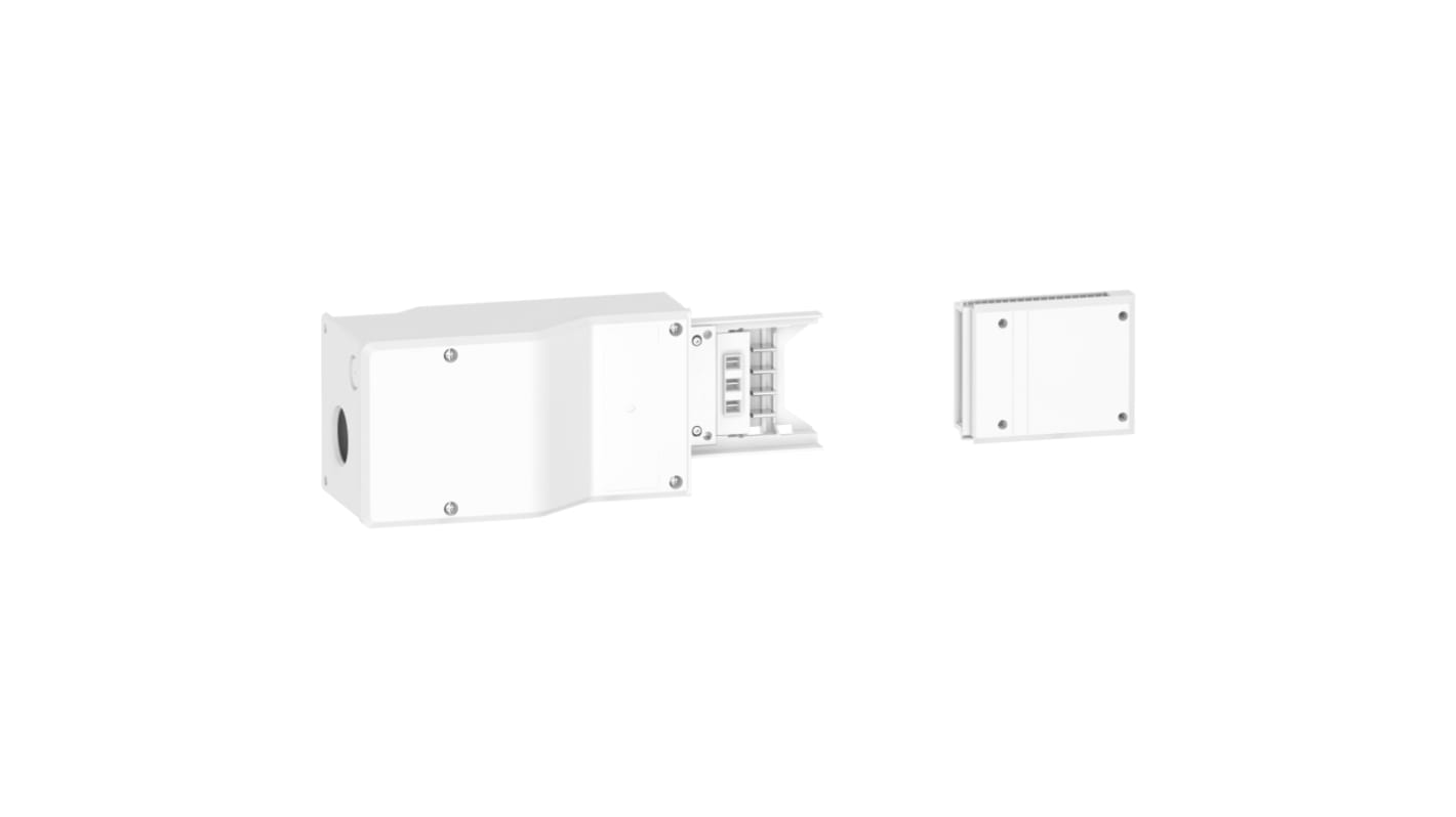 Unità di Alimentazione Terminale Schneider Electric Canalis KN 100A Bianca - KNA100AB4. Non tossica, priva di metalli pesanti e mercurio. Ideale per installazioni sicure e sostenibili.
